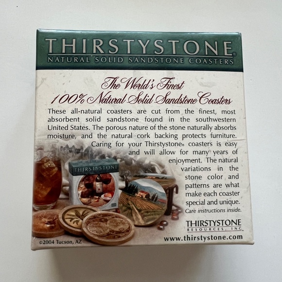 Thirstystone American Flag sandstone 4 PC 4" Coasters set  Year 2000 VTG w/box - Picture 7 of 7